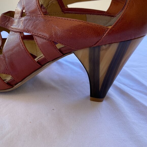 Nine West Leather Gladiator Caged Heel Open Toe Sandals - Picture 7 of 11